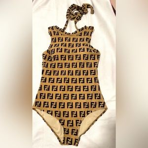 GLITTER GOLD FENDI FF SWIMSUIT